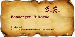 Bamberger Rikarda névjegykártya